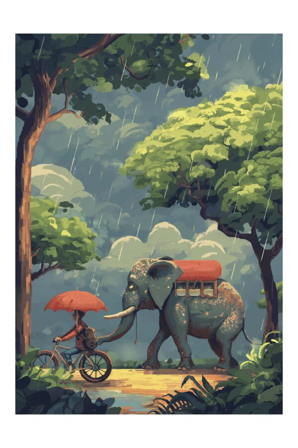 Dramblio ir berniuko menas - Paveikslas ant aliuminio